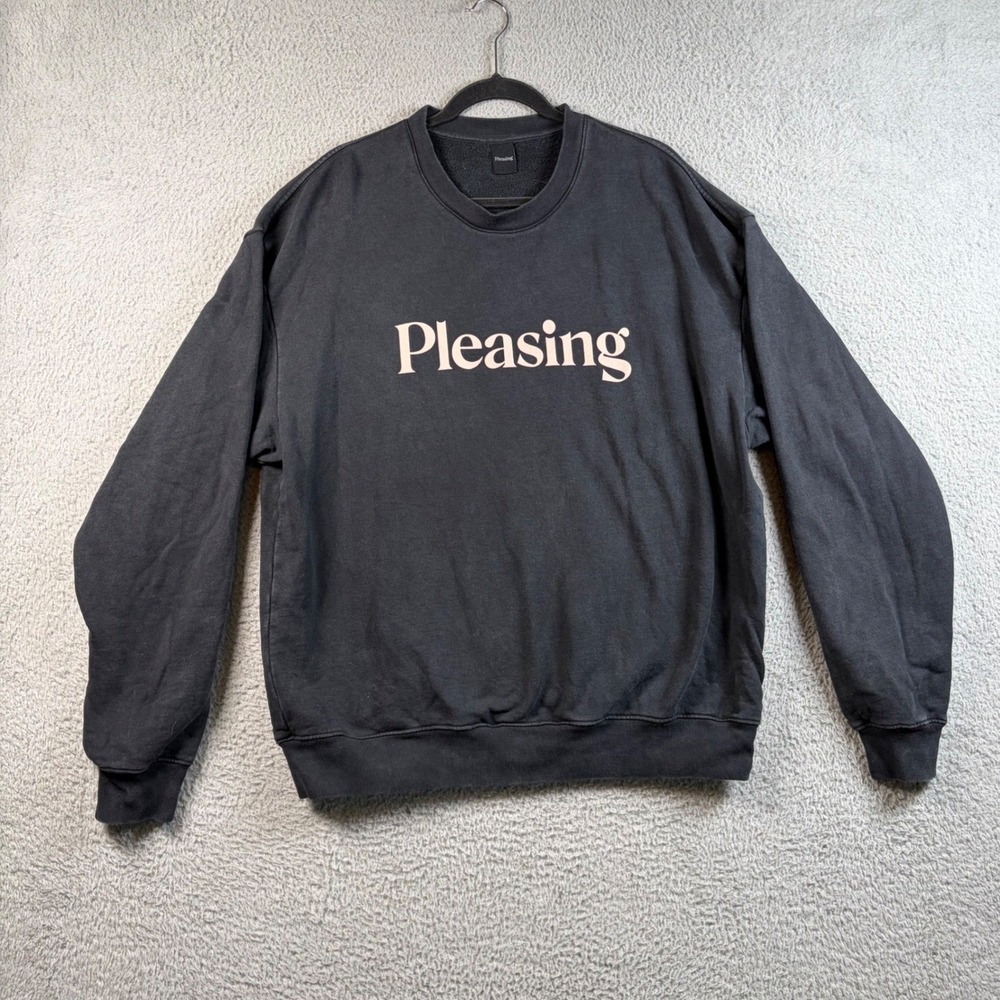 Pleasing Harry Styles Crewneck Sweatshirt Black XL Organic Cotton Logo Pullover